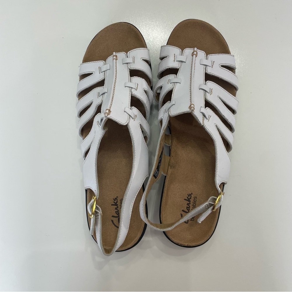 Clarks Lexi Marigold White Leather Fisherman Sandals, size 11W - Picture 4 of 9